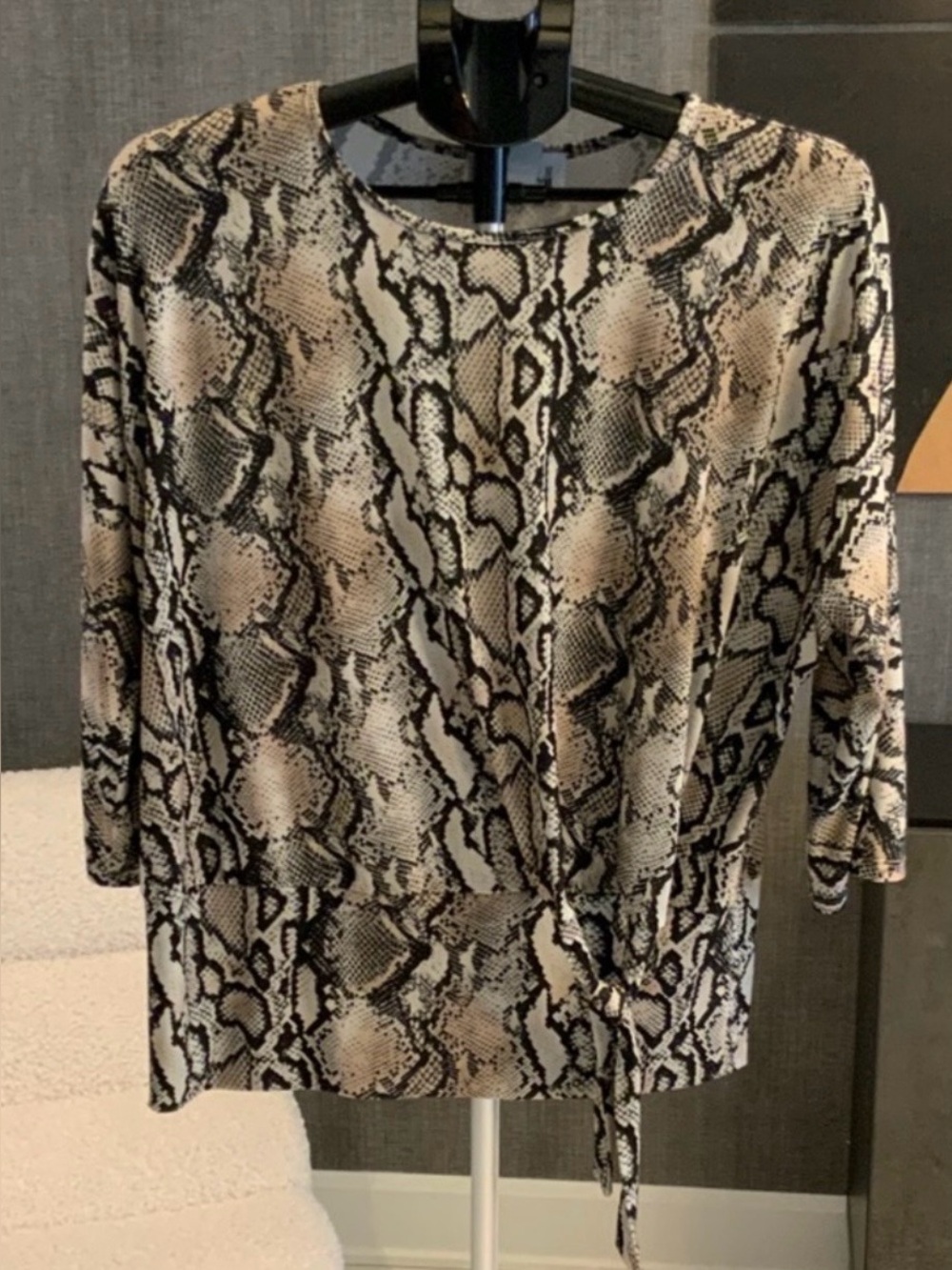 Joseph Ribkoff Snake Print Top in Black, Cream, Tan